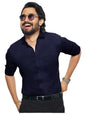 Pinkmint Casual Shirt for Men Stylish Mens Shirt Soild Regular Fit Long Sleeve Formal Wear Navy Blue