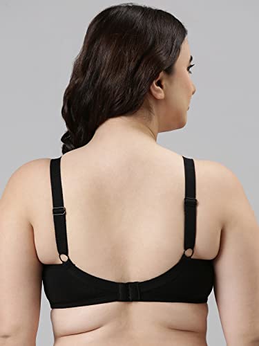 Enamor A014 Super Contouring M-Frame Full Support Bra - Supima Cotton, Non-Padded, Wirefree & Full Coverage Black