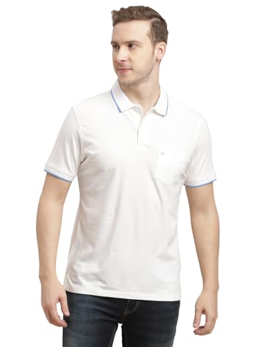 Turtle Men Cotton Stretch White Solid Polo T-Shirt