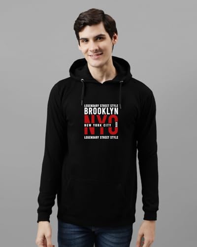 ADRO Men's Printed Hoodie, Cotton, Size 34, Black, Model H24-NYC-BL