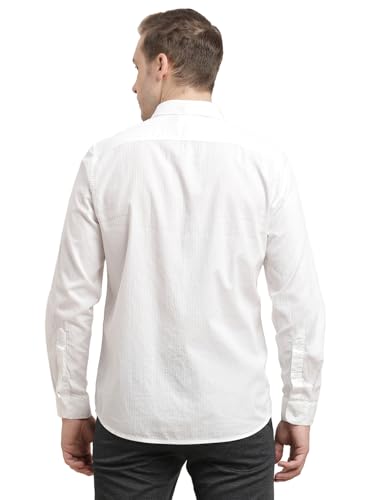Turtle Men 100% Cotton Slim Fit White Checkered Full Sleeve Casual Shirt