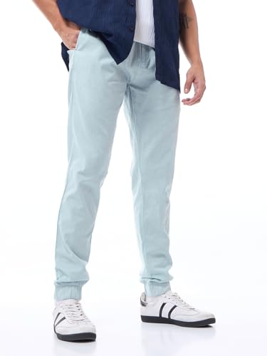 Bewakoof MenS Solid Regular Fit Cotton Joggers Blue