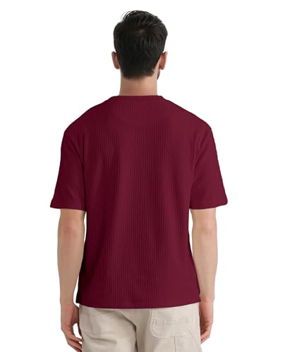 Greciilooks MenS Regular Fit T-Shirt (Gl-Mt-1178_Maroon