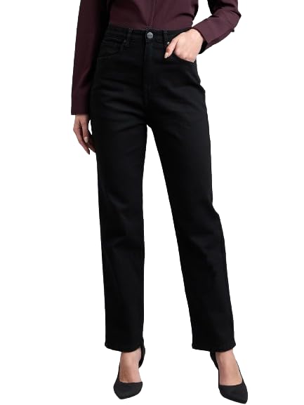 Style Quotient Women Black Straight Fit High Rise Stretchable Jeans