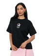 The Souled Store Textured T-Shirt: Find Your Balance Women and Girls Short Sleeves Round Neck Black Embroidered Cotton Relaxed F