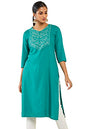 Soch Women Green Rayon Solid Kurta