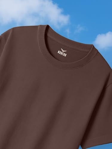 Nobero MenS Solid Oversized Fit T-Shirt (1M-Twts-R0039_Chocolate Fondant