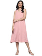 Varanga Women Peach Front Placket Deatiled A-Line Dress