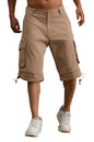 Hubberholme Taupe Cotton Regular Fit Mid-Rise Knee Length Shorts