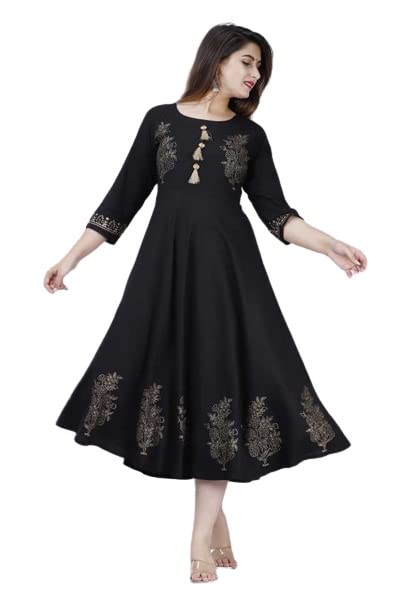 DIGITAL SHOPEE Rayon Printed Regular Wear Long Kurti | Kurta for Women & Girls - Multicolor