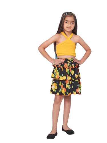 Pspeaches Polyester Western Skirt Set Orange