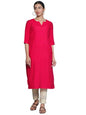 Libas WomenS Silk Woven Design Straight Kurta (26882_Red