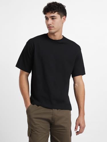 Nobero MenS Graphic Print Oversized Fit T-Shirt (1M-Twrt-C0841_Black