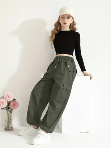 TAGAS Regular Cargo Pant ||Relaxed Trouser Joggers for Girls || (GC-45_Olive