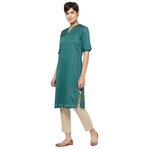 Fabindia Women Silk Straight Knee Length Kurta Cotton_Peach