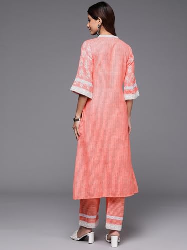 Libas WomenS Cotton Blend Printed Kurta Set (35393_Peach