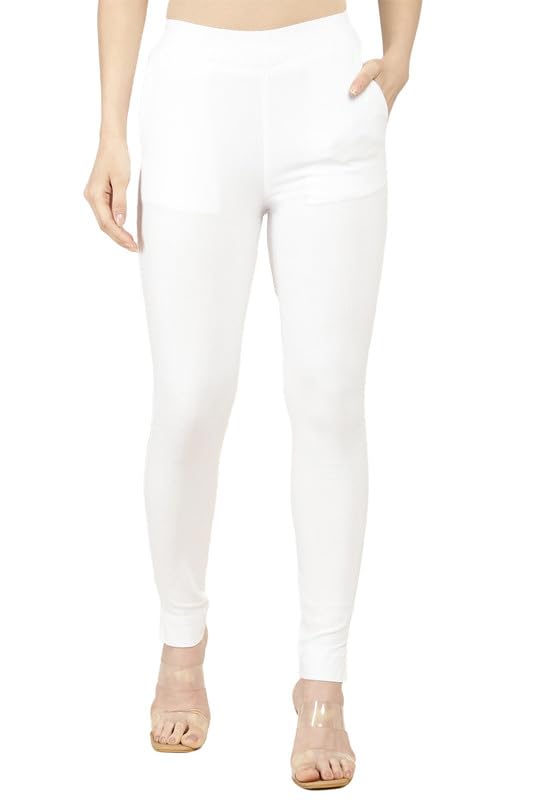 Soch Womens White Viscose Solid Ankle Length Pant