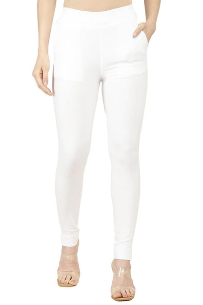 Soch Womens White Viscose Solid Ankle Length Pant