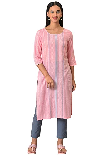 Pink Cotton Dobby Printed Kurta