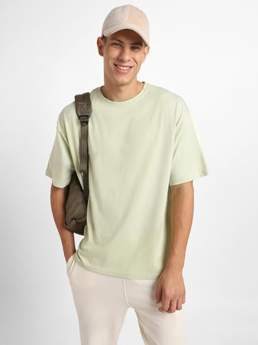Nobero MenS Oversized Printed T-Shirt Green