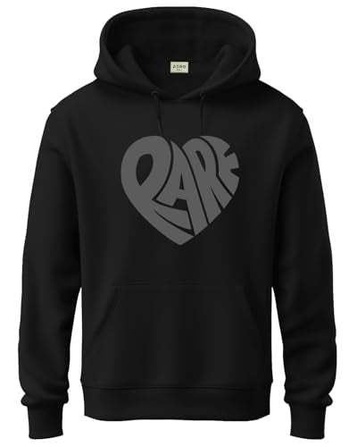 ADRO Men's Cotton Neck Hooded Sweatshirt (H24-RARE-BL-L_Black)