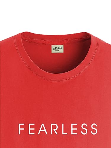 ADRO Men's Solid Regular Fit T-Shirt (RN24-FRL-RD_Red