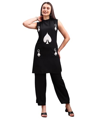 Womanista Womens Viscose Rayon Solid Regular Set (Co-ords_9163_Black