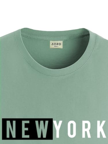 ADRO Men's Solid Regular Fit T-Shirt (RN24-NKY-PT_Pista