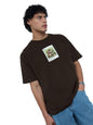 The Souled Store Looney Tunes: Insta Taz Men and Boys Short Sleeves Round Neck Brown Embellished Cotton Oversized T-Shirts