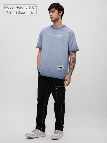 The Souled Store Umbrella Academy: The Hargreeves Men and Boys Short Sleeves Round Neck Blue Graphic Printed Cotton Oversized T-