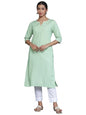 Libas WomenS Rayon Blend Woven Design Straight Kurta (26798_Green