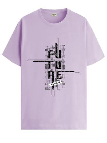 ADRO Men's Graphic Printed 100% Cotton T-Shirt - Regular Fit, Printed T-Shirts for Men (RN24-FTR-PU_Purple_XL)