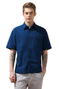 Dennis Lingo Men Relaxed Fit Teal Blue Half Sleeves Cotton Casual Shirt