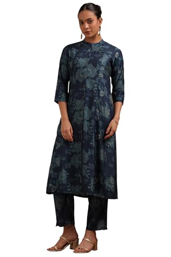 Soch Womens Muslin Co-Ord Set (FWA5KS10940_Navy Blue