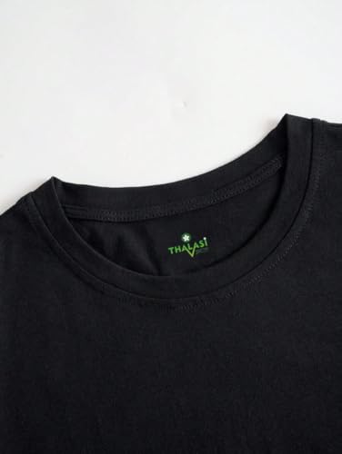 Thalasi Men Cotton Aesthetic Oversized T Shirt For Men - Black T Shirt For Men Stylish | Half Sleeve Oversize Fit Round Neck Tsh