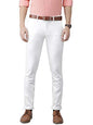 Turtle Men Cotton Stretch Off White Self Design Ultra Slim Fit Flat Front Casual Trouser