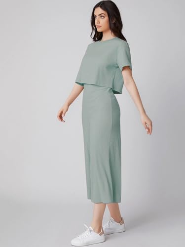 Leriya Fashion Women Co Ord Set | Ribbed Pajama Set | Casual Wear Pant Top Set | Fancy Co-Ord Set | Pack Of 2 | Drop Shoulder Kn