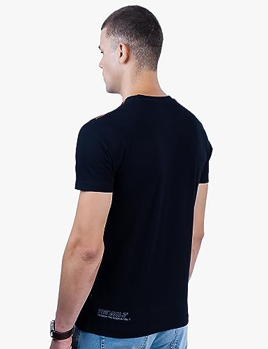REVOLT Solid Slim Fit Men's Casual Round Neck 100% Cotton T-Shirt-Shoulder Print