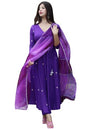 GoSriKi Womens Cotton Blend Anarkali Embroidered Kurta with Pant & Dupatta (GSK-Purple-GS_L_Purple_Large)