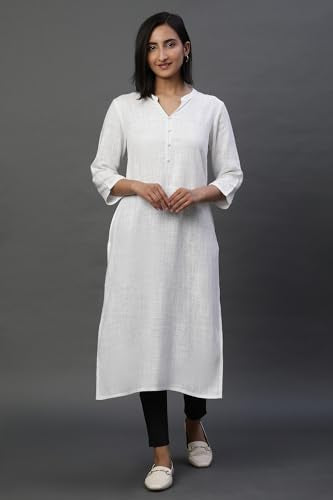 Aurelia WomenS Rayon Regular Kurta (24Fea15023-606392_White