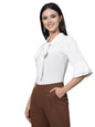 Style Quotient Women Solid White Polymoss Regular Formal Top