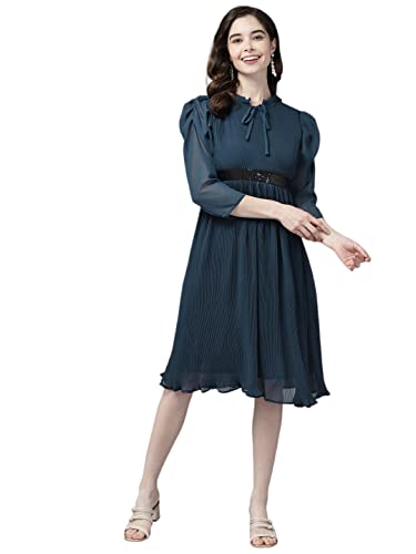 Aarika Women'S Georgette Fit And Flare Knee-Length Dress (Md-W-2740_Rama