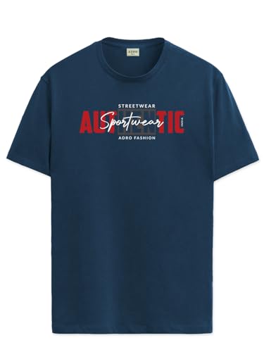 ADRO Men's Graphic Printed 100% Cotton T-Shirt - Regular Fit, Printed T-Shirts for Men (RN24-SPT-SB_Teal_XL)