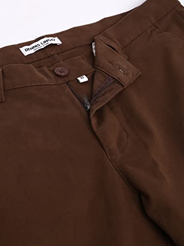 Dennis Lingo Solid Cotton MenS Casual Trouser, Tapered Fit, Mid Rise, Chinos Trousers Brown