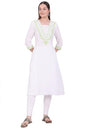 Aurelia Women's White Embroidered A-Line Kurta