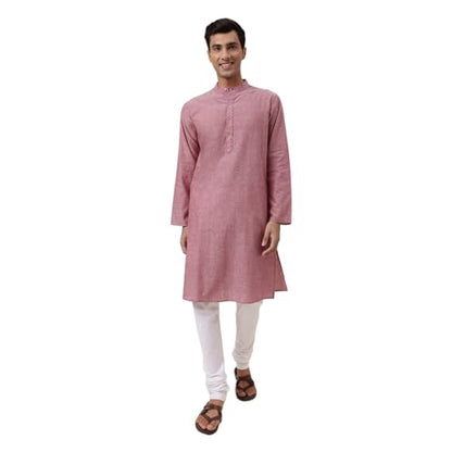 Fabindia MenS Cotton Woven Slim Fit Kurta (1030815Red_Red