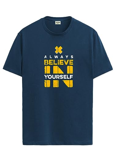 ADRO Believe in Yourself Printed T-Shirts for Men & Women (RNR-S35-BEL-SB_Teal_XL)