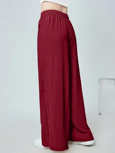 Greciilooks WomenS Loose High Rise Textured Trousers | High-Waisted Pant | Korean Trousars