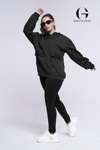 Greciilooks Oversized Cotton Winter Hoodie & T-Shirt For Women