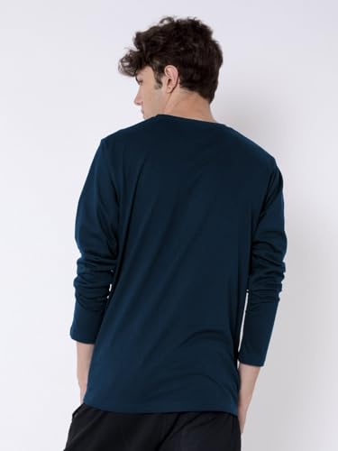 Bewakoof MenS Make Tracks Graphic Print Blue Round Neck Long Sleeve T-Shirt